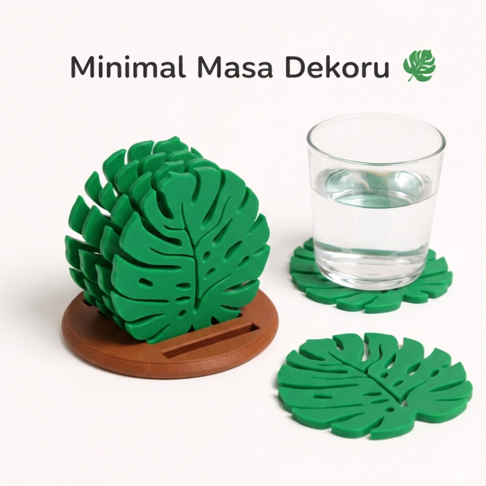 Monstera Yaprak Bardak Altlığı Seti