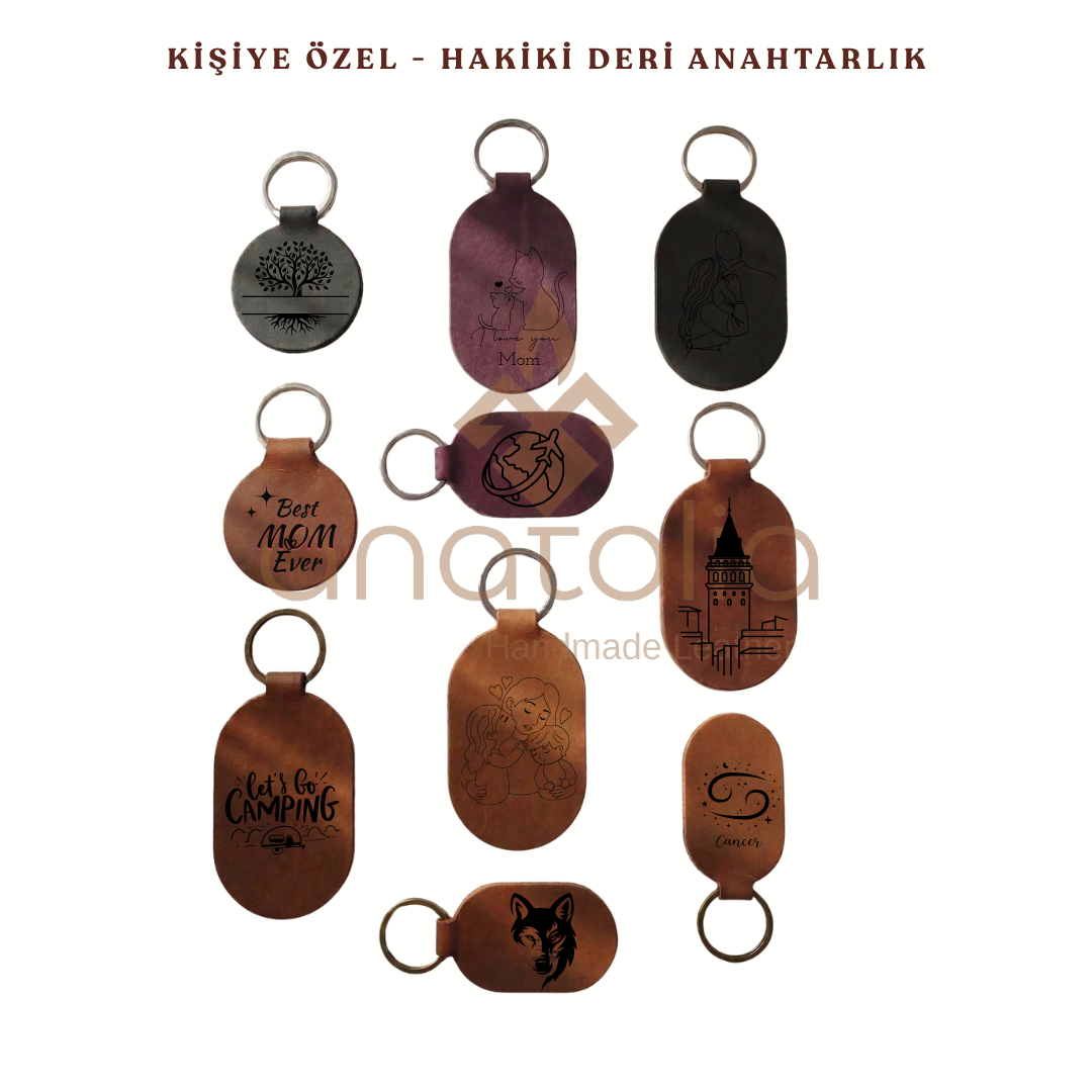 ANATOLIA LEATHER - Hakiki Deri El Yapımı Minimalist Anahtarlık