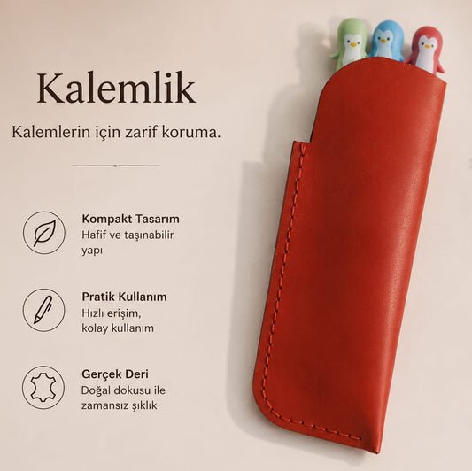Hakiki Deri Minimalist Kalemlik